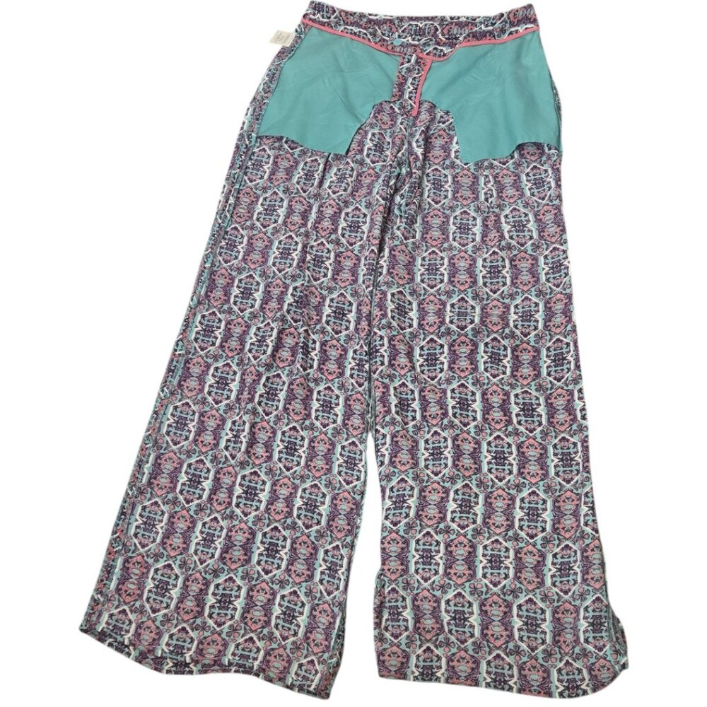 Anthropologie Elevenses South Shore Palazzo Pants Sz 6 Boho Pink Blue - Picture 7 of 8